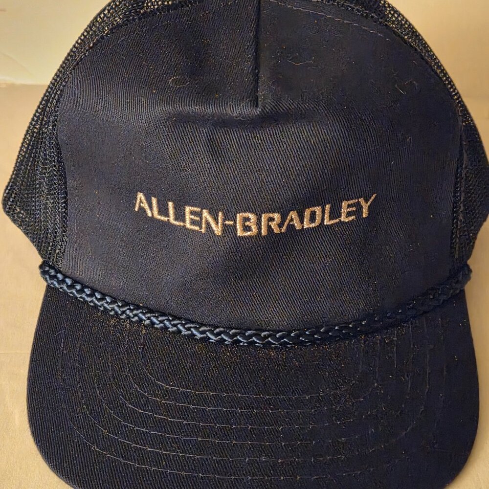 Vintage Blue Mesh and Corded Allen-Bradley Snapback Trucker Cap